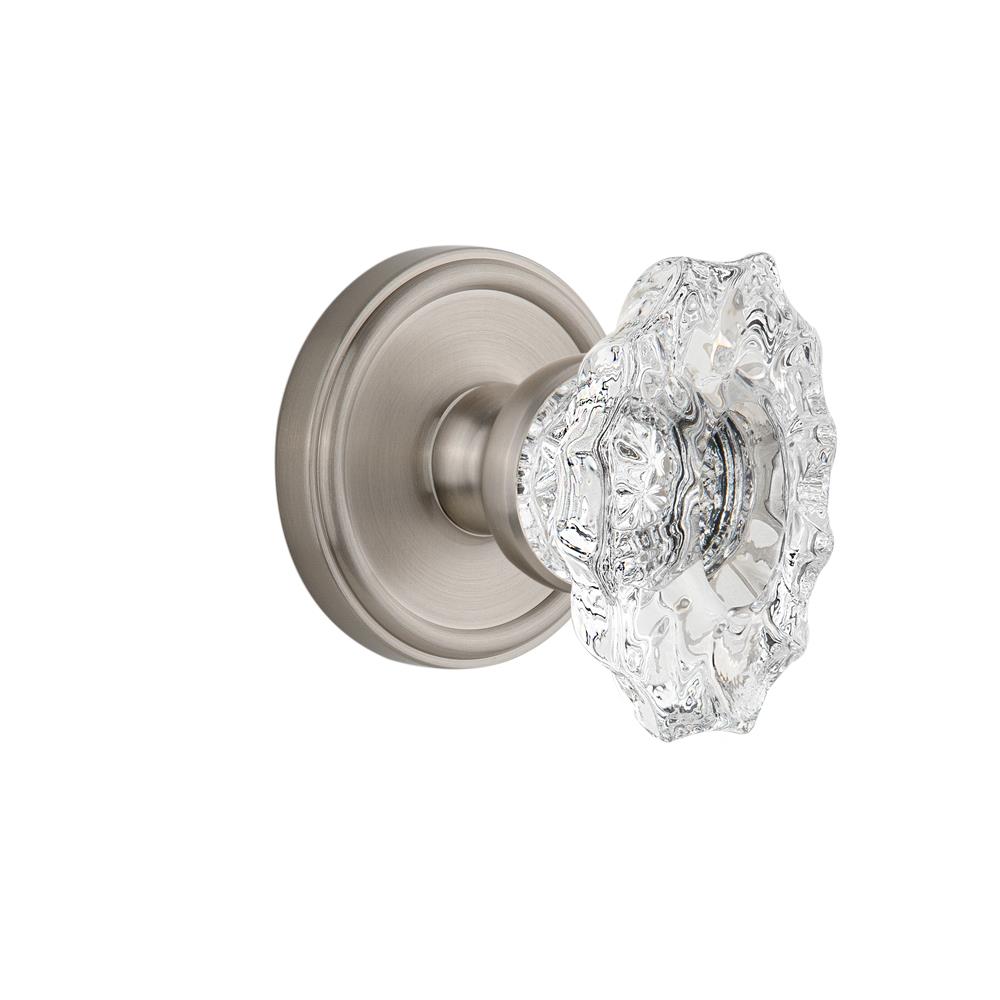 Grandeur by Nostalgic Warehouse GEOBIA Complete Privacy Set Without Keyhole - Georgetown Rosette with Biarritz Knob in Satin Nickel